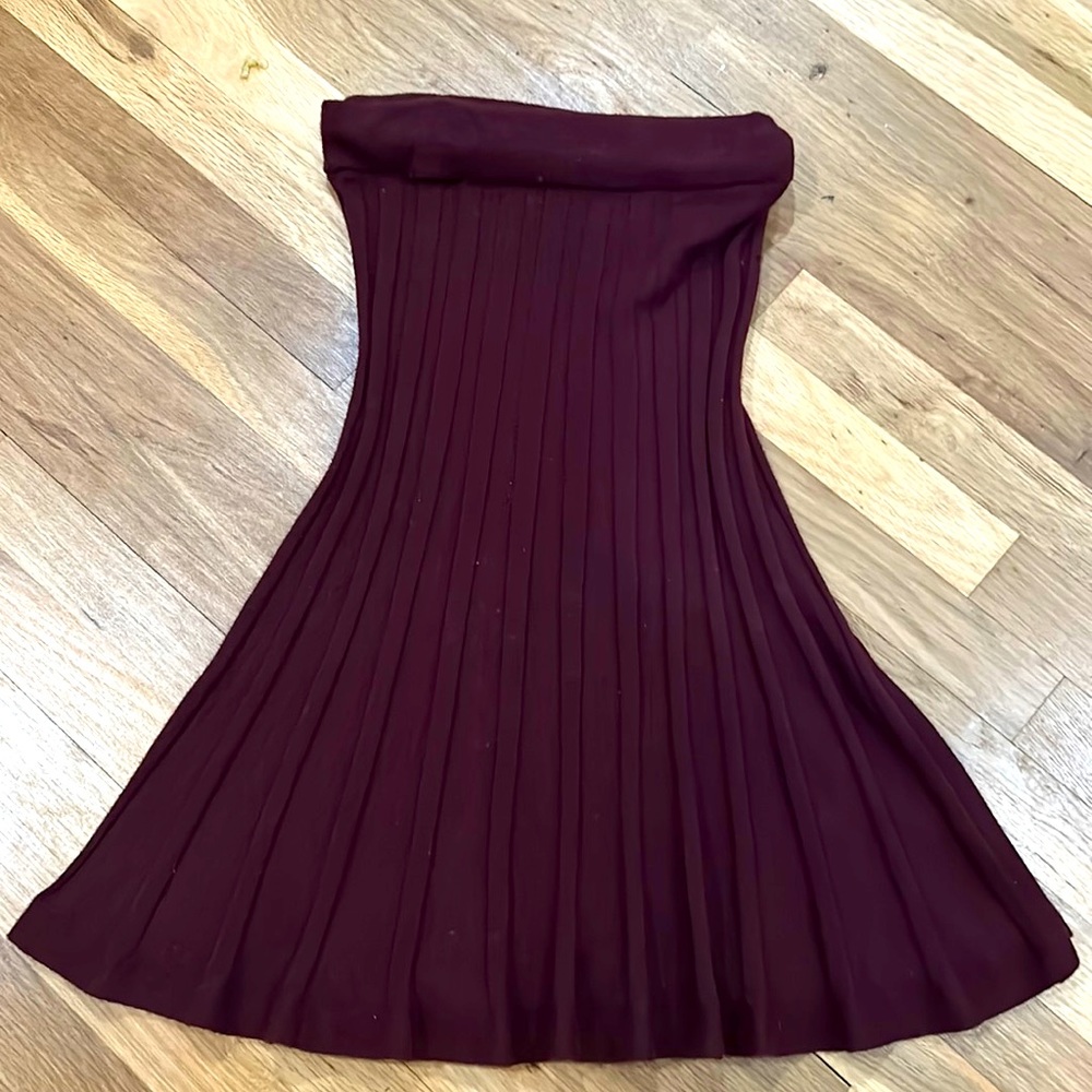 MAK Sweater Maroon Flare Pleated Skirt Size S